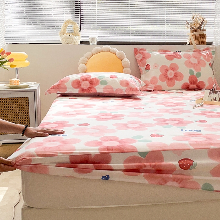 91家纺网 家纺一手货源 找家纺 绵庭 2023新款 全棉印花床笠 云梦花间