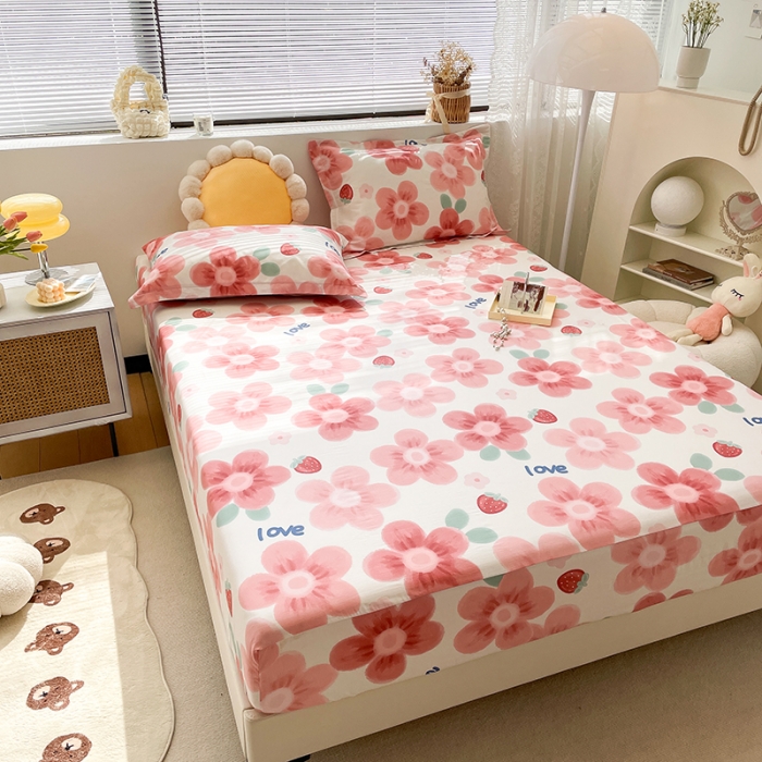 91家纺网 家纺一手货源 找家纺 绵庭 2023新款 全棉印花床笠 云梦花间