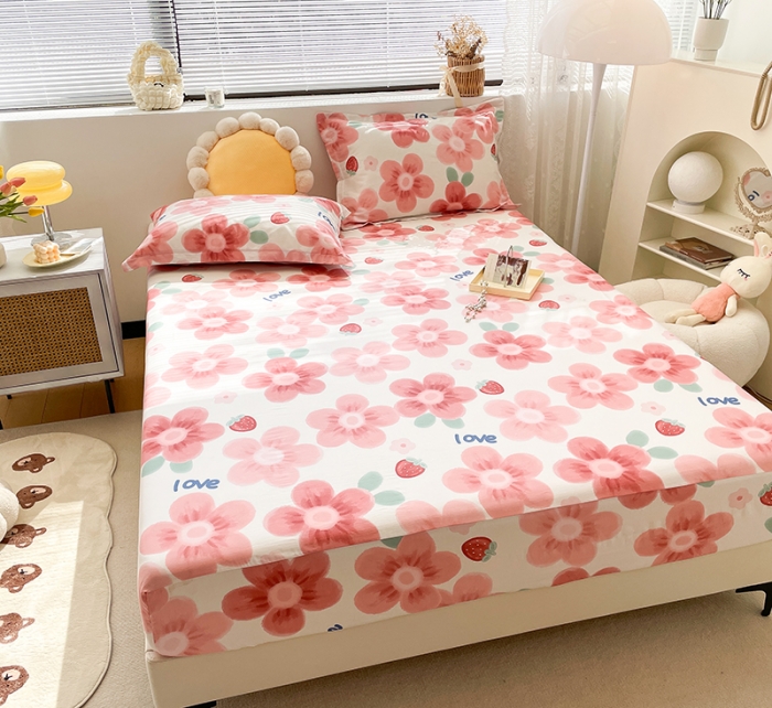 91家纺网 家纺一手货源 找家纺 绵庭 2023新款 全棉印花床笠 云梦花间