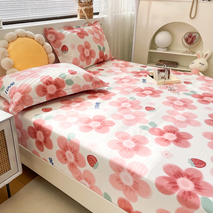 91家纺网 家纺一手货源 找家纺 绵庭 2023新款 全棉印花床笠 云梦花间