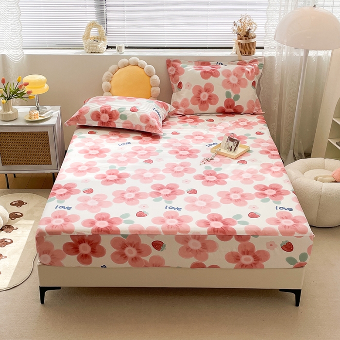 91家纺网 家纺一手货源 找家纺 绵庭 2023新款 全棉印花床笠 云梦花间