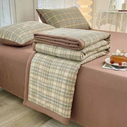 91家纺网 家纺一手货源 找家纺 （总）好欣怡 2024新款水洗棉麻双层纱大豆夏被四件套直播爆款