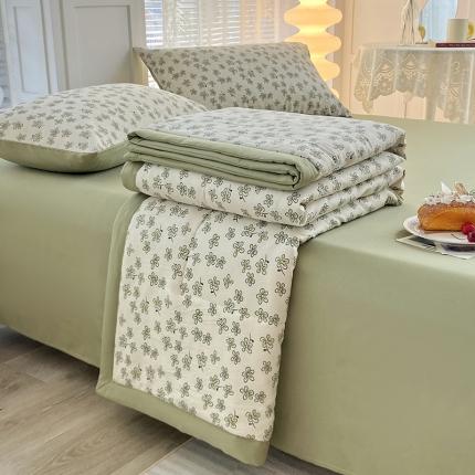 91家纺网 家纺一手货源 找家纺 （总）好欣怡 2024新款水洗棉麻双层纱大豆夏被四件套直播爆款