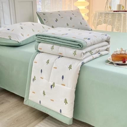 91家纺网 家纺一手货源 找家纺 （总）好欣怡 2024新款水洗棉麻双层纱大豆夏被四件套直播爆款