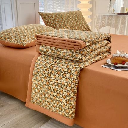 91家纺网 家纺一手货源 找家纺 （总）好欣怡 2024新款水洗棉麻双层纱大豆夏被四件套直播爆款