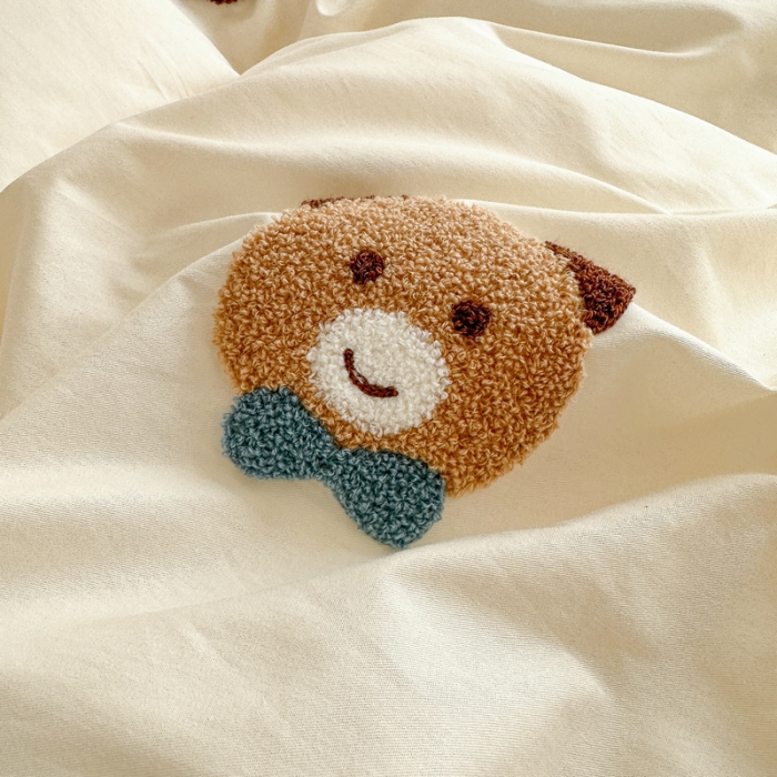 91家纺网 家纺一手货源 找家纺 锦觅 2024新款都市小清新ins全棉纯棉水洗棉毛巾绣四件套 熊先生