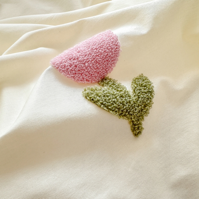 91家纺网 家纺一手货源 找家纺 锦觅2024新款都市小清新ins全棉纯棉水洗棉毛巾绣四件套 郁金香