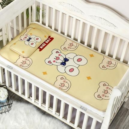 91家纺网 家纺一手货源 找家纺 沁童 2023新款儿童卡通凉感丝冰丝凉席两件套 熊宝宝