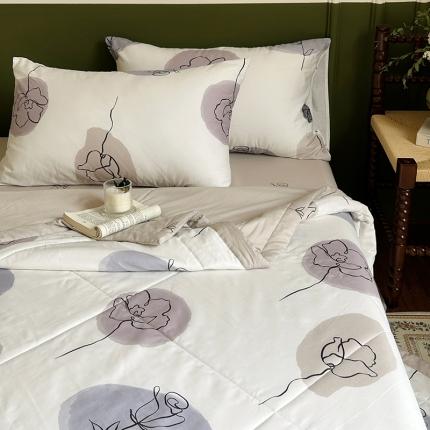 91家纺网 家纺一手货源 找家纺 被窝 2023新款13372里外全棉新疆棉花夏凉被四件套 一支玫瑰