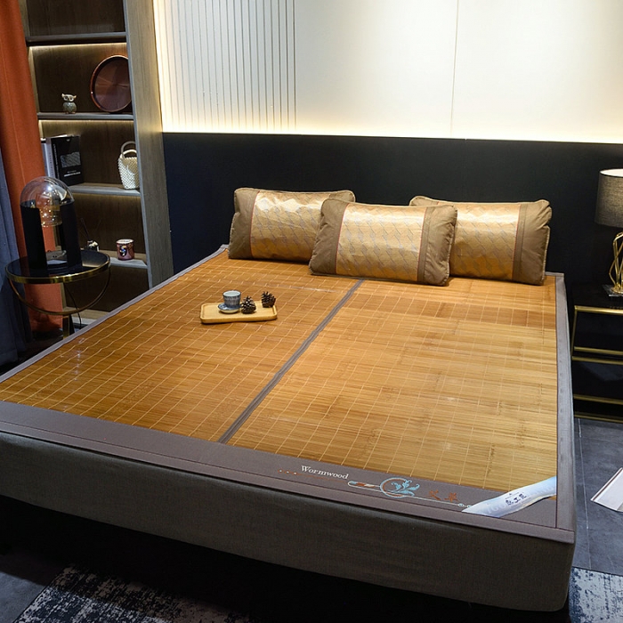 91家纺网 家纺一手货源 找家纺 2024新款双面席-磨光碳化竹席凉席空调席学生宿舍席子