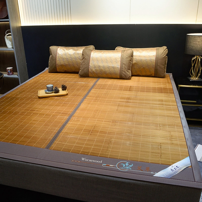 91家纺网 家纺一手货源 找家纺 2024新款双面席-磨光碳化竹席凉席空调席学生宿舍席子