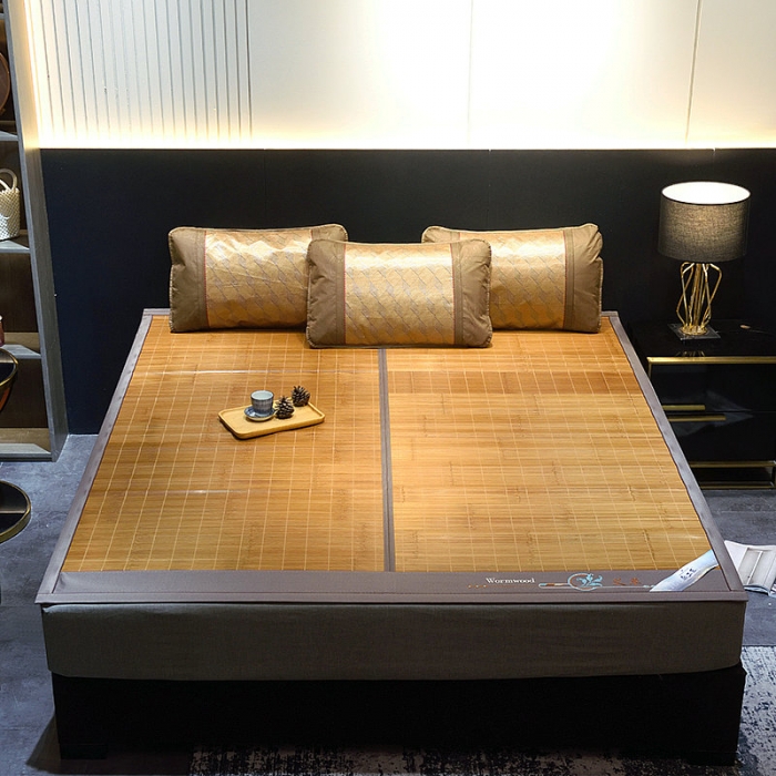 91家纺网 家纺一手货源 找家纺 2024新款双面席-磨光碳化竹席凉席空调席学生宿舍席子