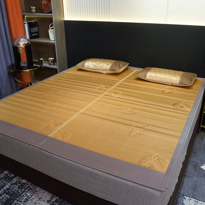 91家纺网 家纺一手货源 找家纺 2024新款双面席-磨光碳化竹席凉席空调席学生宿舍席子