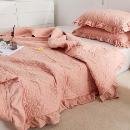 91家纺网 家纺一手货源 找家纺 上喜 热卖砂洗砂染全棉玫瑰花床盖 玉色