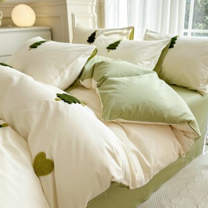 91家纺网 家纺一手货源 找家纺 （总）锦觅 2024新款都市小清新ins全棉纯棉水洗棉毛巾绣四件套