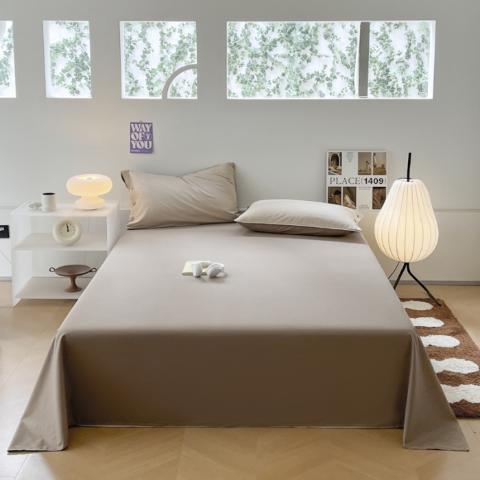 91家纺网 家纺一手货源 找家纺 （总）蜜柚 2024新款A类全棉40支纯色纽扣款水洗棉四件套