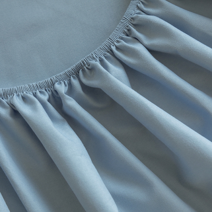 91家纺网 家纺一手货源 找家纺 乐沐2023新款水洗棉亲肤磨毛床笠 雾蓝