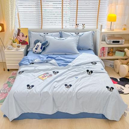91家纺网 家纺一手货源 找家纺 丽美人 2023新款大版迪士尼卡通夏被四件套 快乐米奇