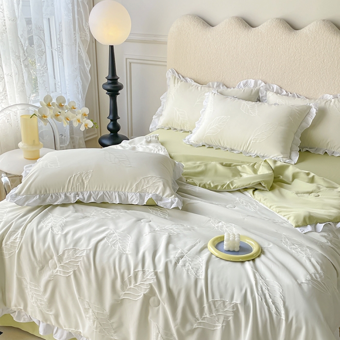 91家纺网 家纺一手货源 找家纺 （总）澳梵家居 2023新款【夏日茶话会】系列-立体提花格夏被四件套