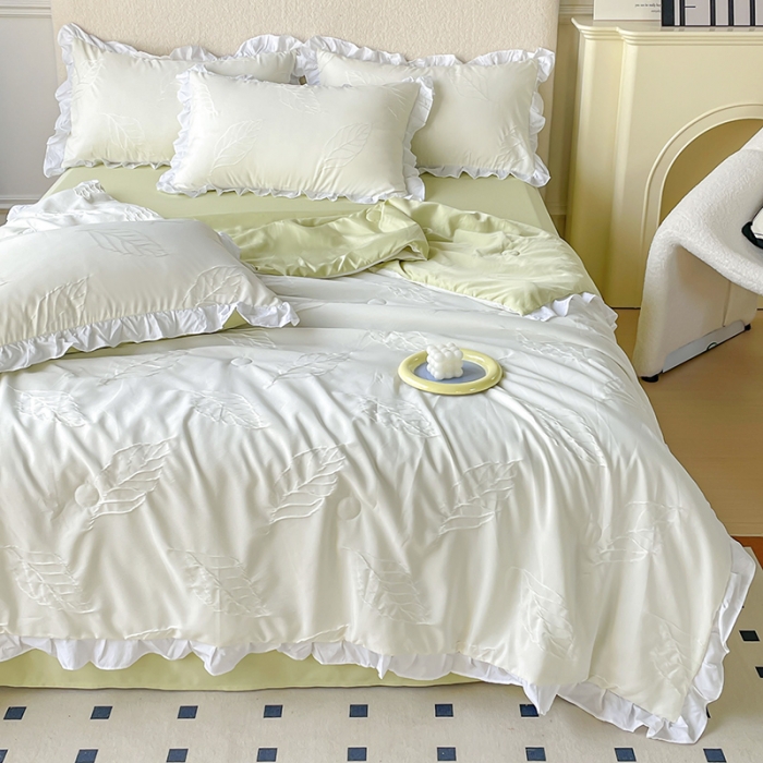 91家纺网 家纺一手货源 找家纺 （总）澳梵家居 2023新款【夏日茶话会】系列-立体提花格夏被四件套