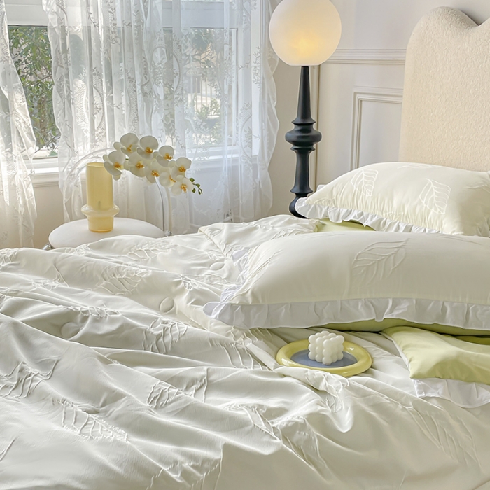 91家纺网 家纺一手货源 找家纺 （总）澳梵家居 2023新款【夏日茶话会】系列-立体提花格夏被四件套