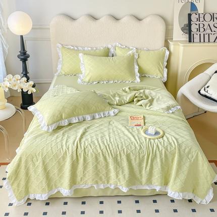 澳梵 2023新款【夏日茶话会】系列-立体提花格夏被四件套 邂逅-绿