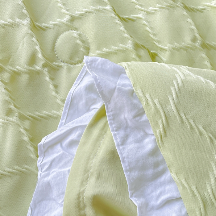 91家纺网 家纺一手货源 找家纺 澳梵 2023新款【夏日茶话会】系列-立体提花格夏被四件套 邂逅-绿