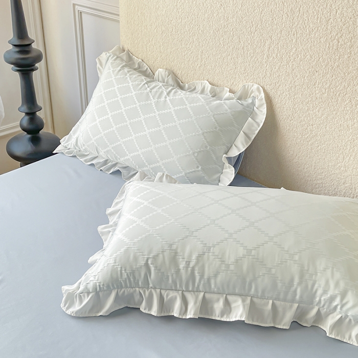 91家纺网 家纺一手货源 找家纺 澳梵 2023新款【夏日茶话会】系列-立体提花格夏被四件套 邂逅-灰色