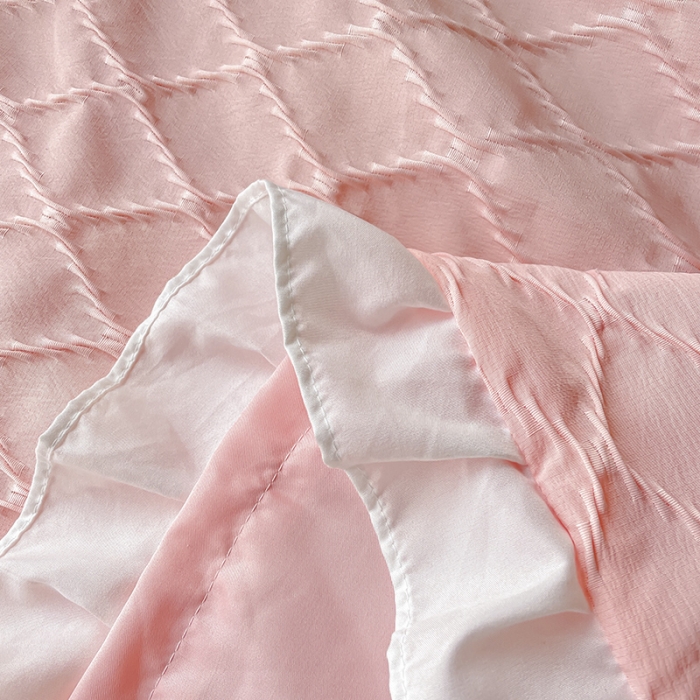 91家纺网 家纺一手货源 找家纺 澳梵 2023新款【夏日茶话会】系列-立体提花格夏被四件套 邂逅-粉