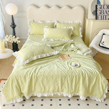 澳梵2023新款【夏日茶话会】系列-立体提花格夏被四件套 夏日午后-绿