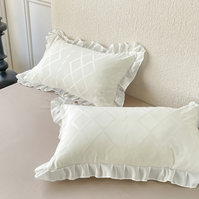 91家纺网 家纺一手货源 找家纺 澳梵2023新款【夏日茶话会】系列-立体提花格夏被四件套 夏日午后-白