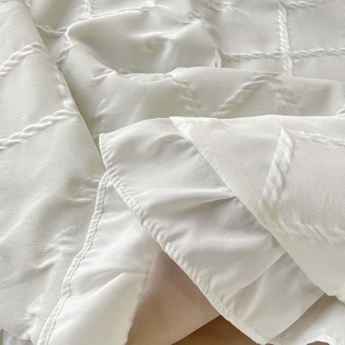 91家纺网 家纺一手货源 找家纺 澳梵2023新款【夏日茶话会】系列-立体提花格夏被四件套 夏日午后-白