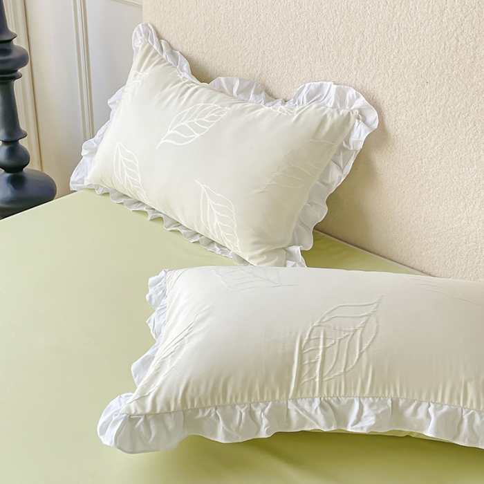 91家纺网 家纺一手货源 找家纺 澳梵 2023新款【夏日茶话会】系列-立体提花格夏被四件套 树叶