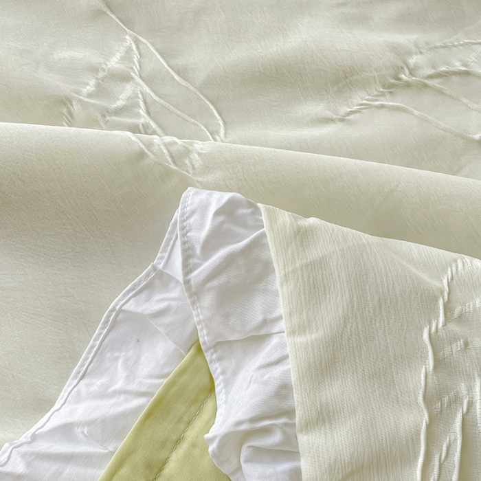 91家纺网 家纺一手货源 找家纺 澳梵 2023新款【夏日茶话会】系列-立体提花格夏被四件套 树叶