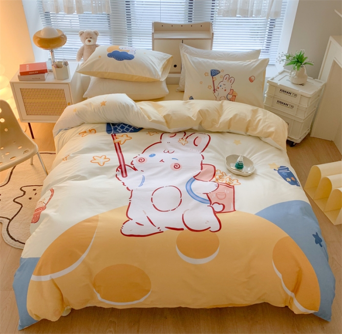 91家纺网 家纺一手货源 找家纺 澳萝拉 进口环保数码印染 全棉数码大版花型套件 捕星小兔