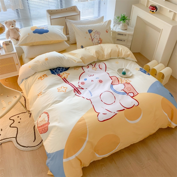 91家纺网 家纺一手货源 找家纺 澳萝拉 进口环保数码印染 全棉数码大版花型套件 捕星小兔