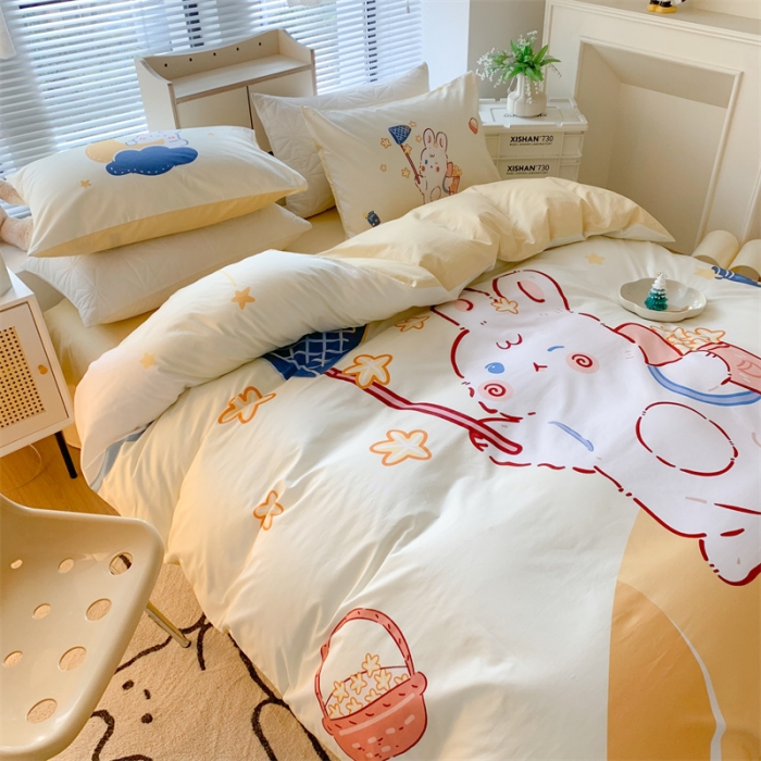 91家纺网 家纺一手货源 找家纺 澳萝拉 进口环保数码印染 全棉数码大版花型套件 捕星小兔