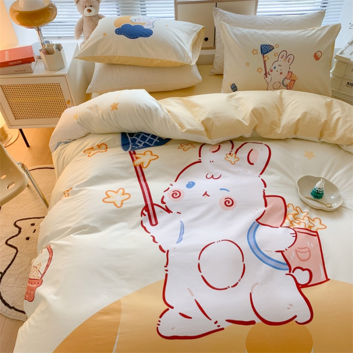 91家纺网 家纺一手货源 找家纺 澳萝拉 进口环保数码印染 全棉数码大版花型套件 捕星小兔