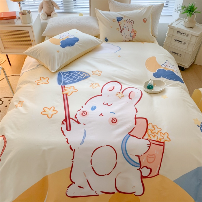 91家纺网 家纺一手货源 找家纺 澳萝拉 进口环保数码印染 全棉数码大版花型套件 捕星小兔