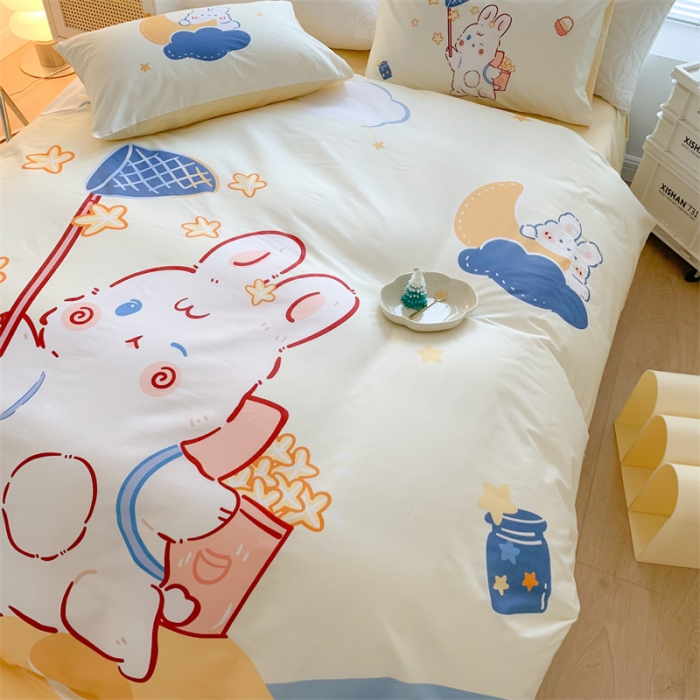 91家纺网 家纺一手货源 找家纺 澳萝拉 进口环保数码印染 全棉数码大版花型套件 捕星小兔