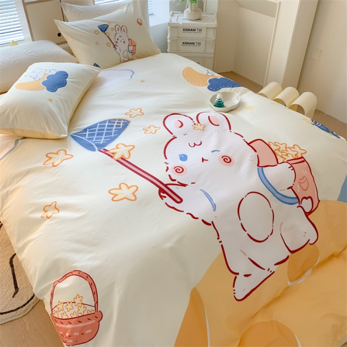 91家纺网 家纺一手货源 找家纺 澳萝拉 进口环保数码印染 全棉数码大版花型套件 捕星小兔