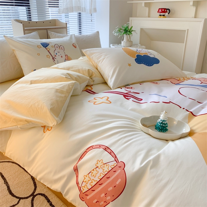 91家纺网 家纺一手货源 找家纺 澳萝拉 进口环保数码印染 全棉数码大版花型套件 捕星小兔