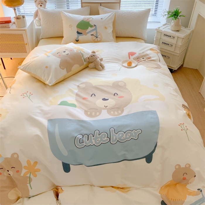 91家纺网 家纺一手货源 找家纺 澳萝拉 进口环保数码印染 全棉数码大版花型套件 可爱熊