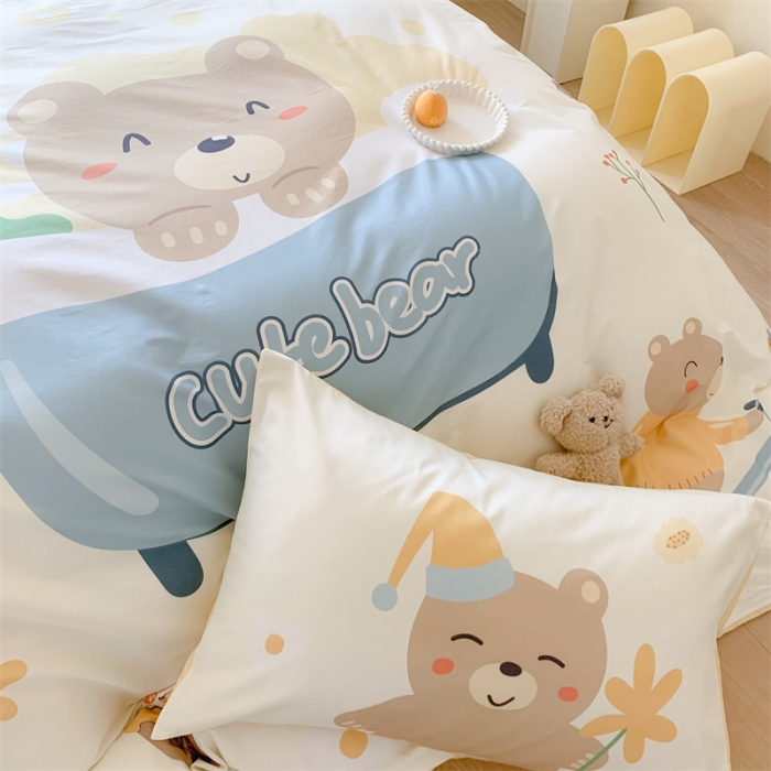 91家纺网 家纺一手货源 找家纺 澳萝拉 进口环保数码印染 全棉数码大版花型套件 可爱熊