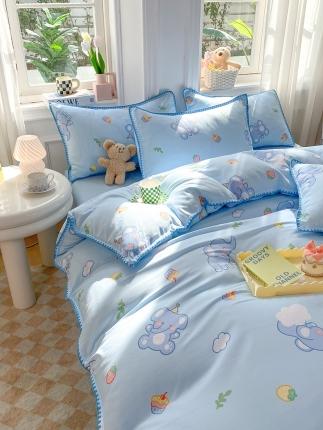 91家纺网 家纺一手货源 找家纺 （总）妖妖家纺 2023印花水洗双层纱贝克绣四件套