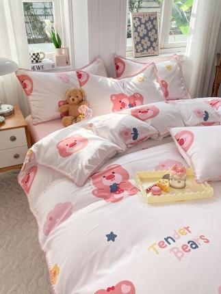 91家纺网 家纺一手货源 找家纺 （总）妖妖家纺 2023印花水洗双层纱贝克绣四件套