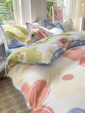 91家纺网 家纺一手货源 找家纺 （总）妖妖家纺 2023印花水洗双层纱贝克绣四件套