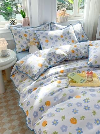 91家纺网 家纺一手货源 找家纺 （总）妖妖家纺 2023印花水洗双层纱贝克绣四件套