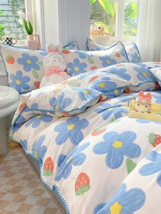 91家纺网 家纺一手货源 找家纺 （总）妖妖家纺 2023印花水洗双层纱贝克绣四件套