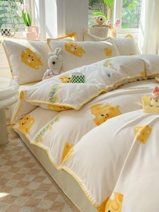 91家纺网 家纺一手货源 找家纺 （总）妖妖家纺 2023印花水洗双层纱贝克绣四件套